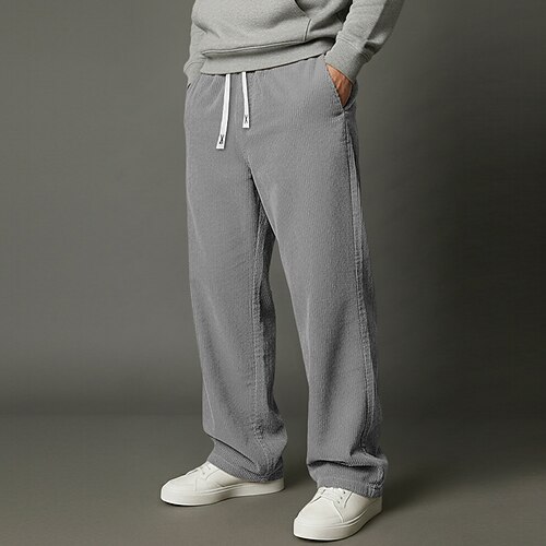 Homme Pantalons Pantalon en velours côtelé Pantalon décontracté Pantalons Amples Cordon de serrage Taille Élastique Uni Évacuation de l'Humidité Respirant Longueur complète Occasionnel Quotidien