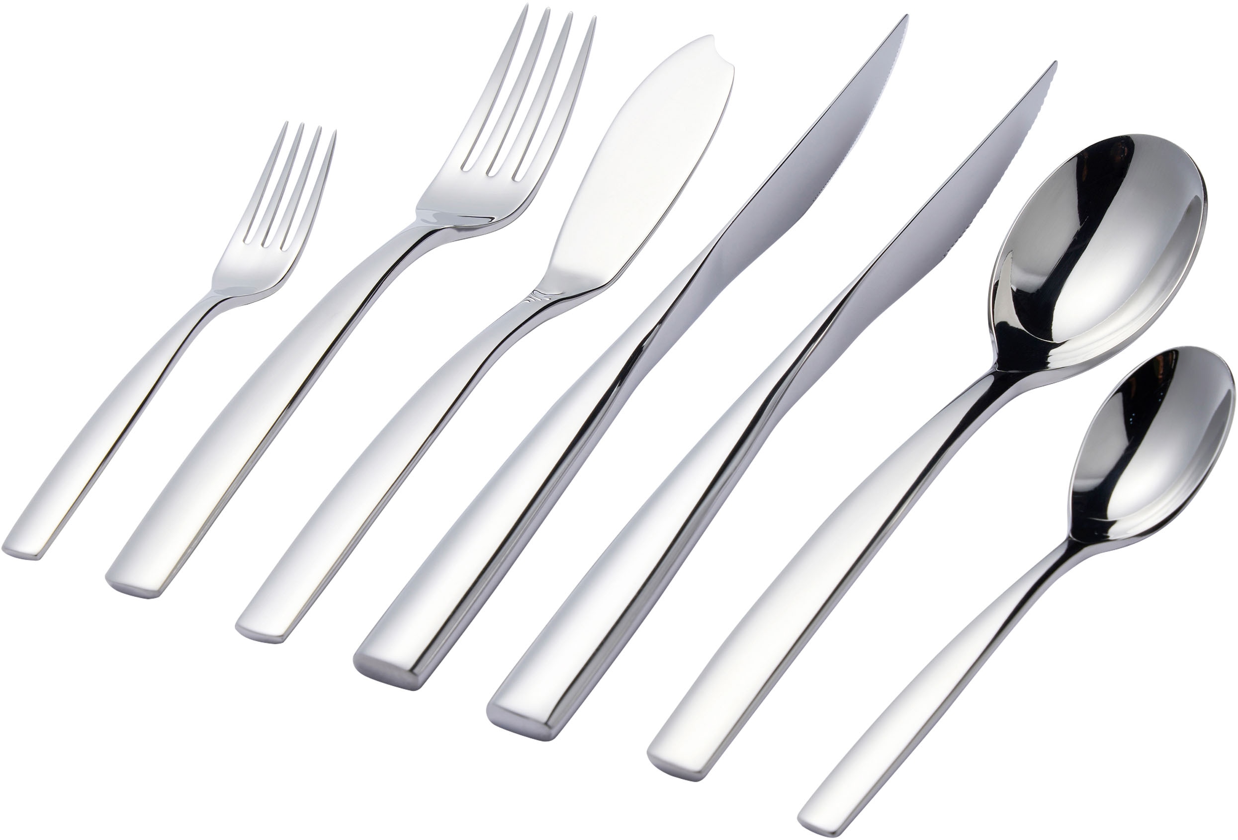 Besteck-Set HANSEATIC "EXCLUSIVE", silber (silberfarben), 42 Stk., Edelstahl 18/10, Essbesteck-Sets, stehendes Design von Ess- und Steakmessern