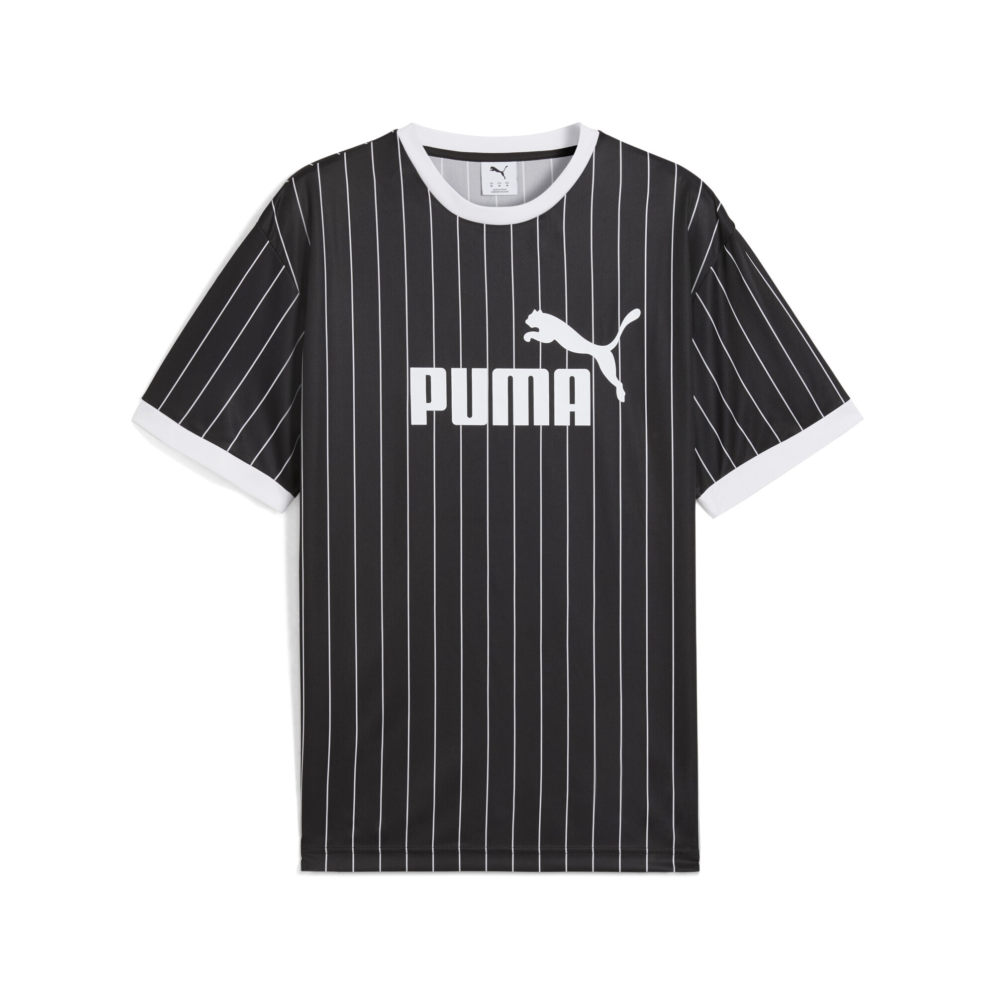 Trainingsshirt PUMA "Essentials Gestreiftes Trikot Herren", Herren, Gr. 3XL, schwarz, Obermaterial: 100% Polyester; Ärmelbund: 100% Polyester; Kragen: 100% Polyester, clean, relaxed fit, V-Ausschnitt, Shirts