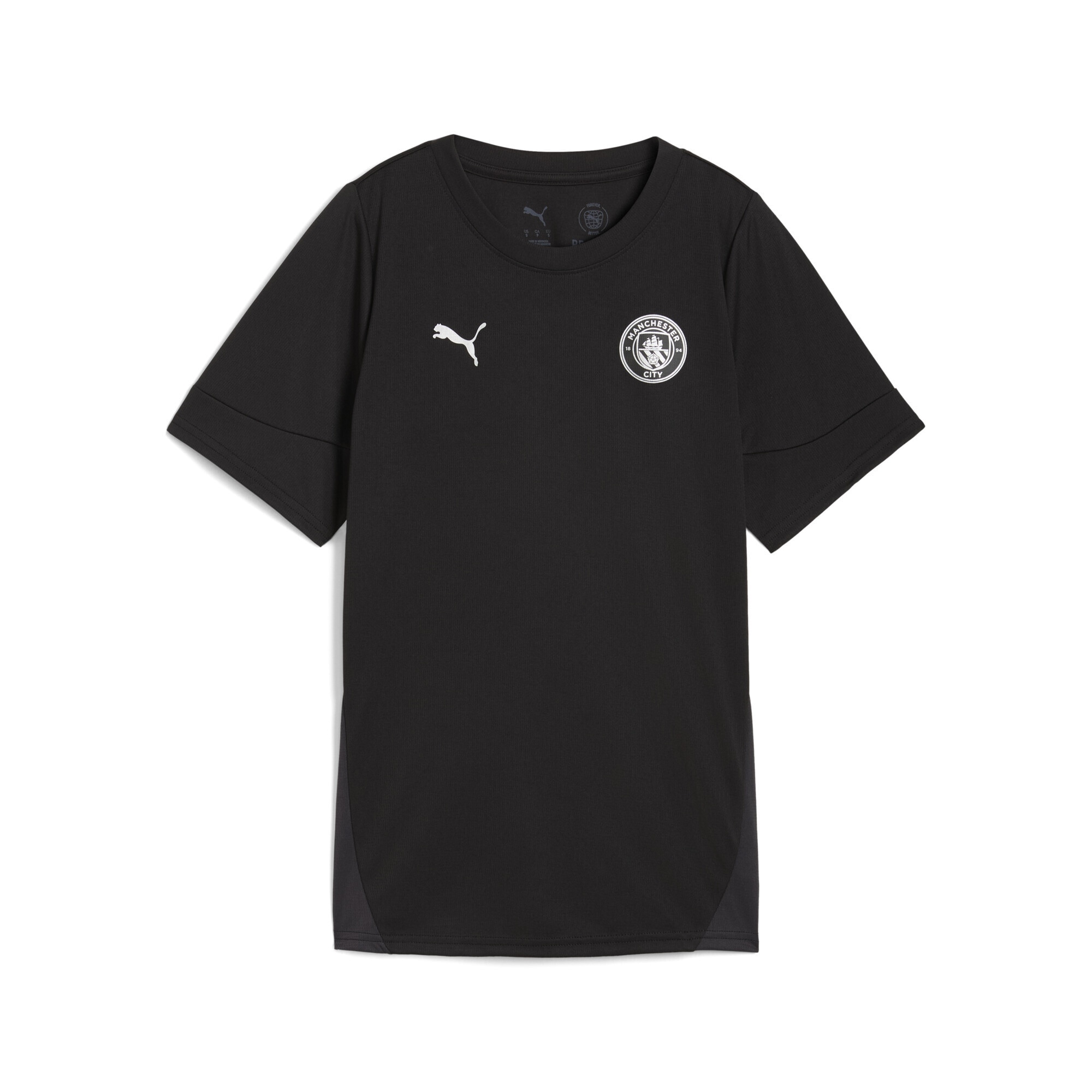 Trainingsshirt PUMA "Manchester City Trainingstrikot Damen", Damen, Gr. L, silber (schwarz silber metallic), Obermaterial: 100% Polyester, regular fit, Rundhals, Shirts