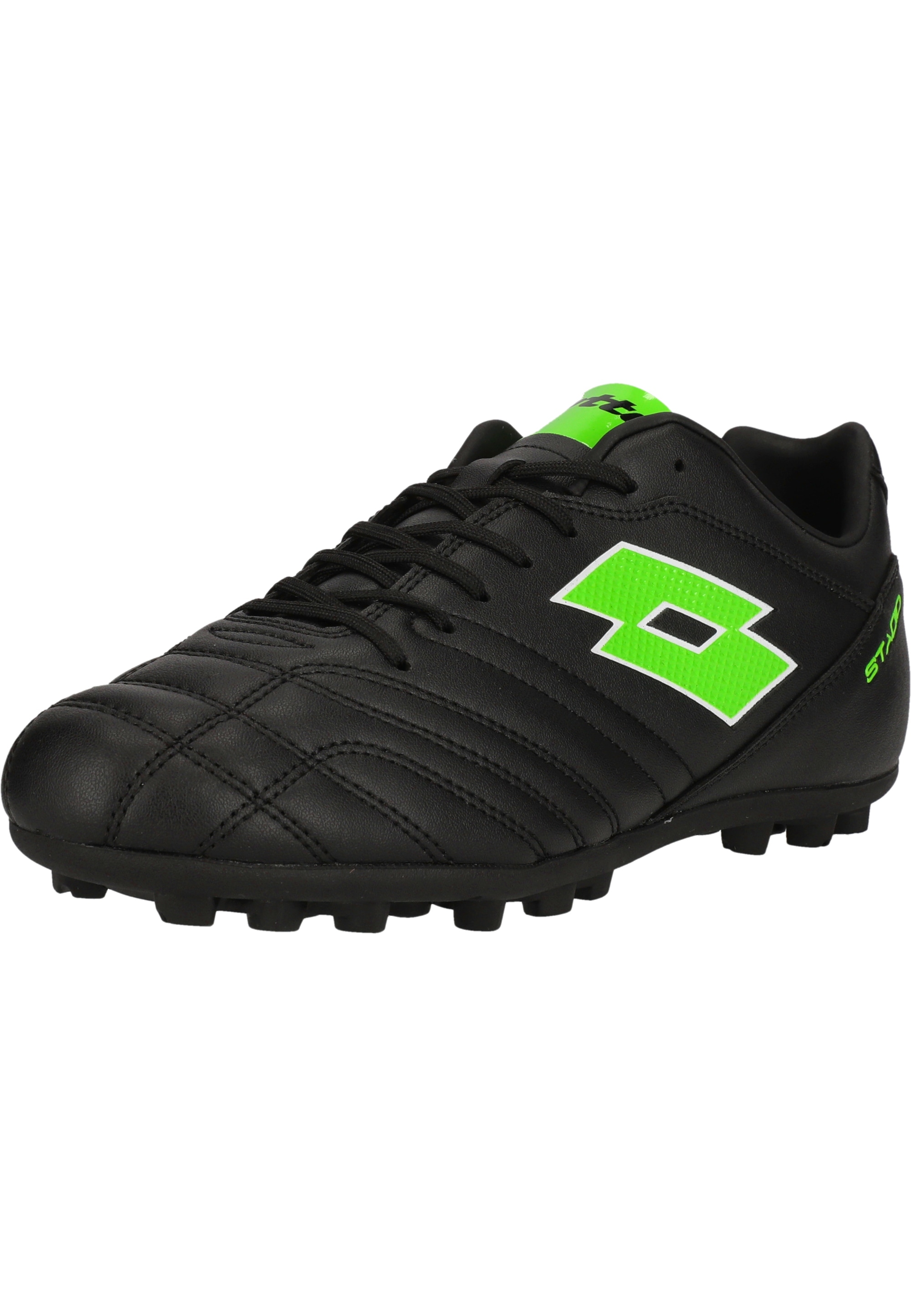 Fußballschuh LOTTO "Stadio 705", Herren, Gr. 43,5, schwarz (schwarz, grün), Polyurethane, Schuhe Fußballschuh, im innovativen Design und perfekt für Kunstrasen