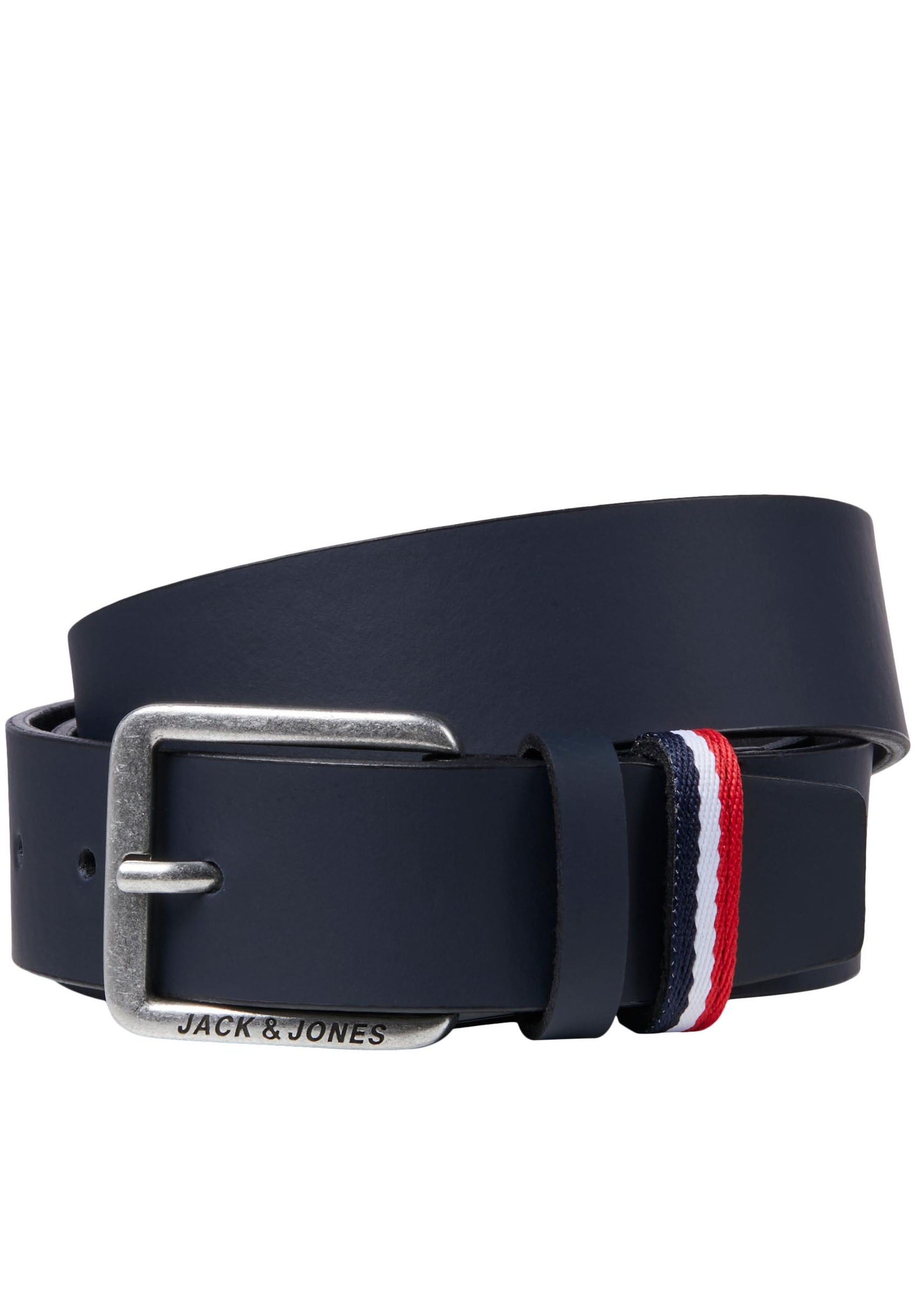 Ledergürtel JACK & JONES "JACESPO BELT NOOS", Herren, Gr. 105, blau (marine), Leder, unifarben, Gürtel Ledergürtel