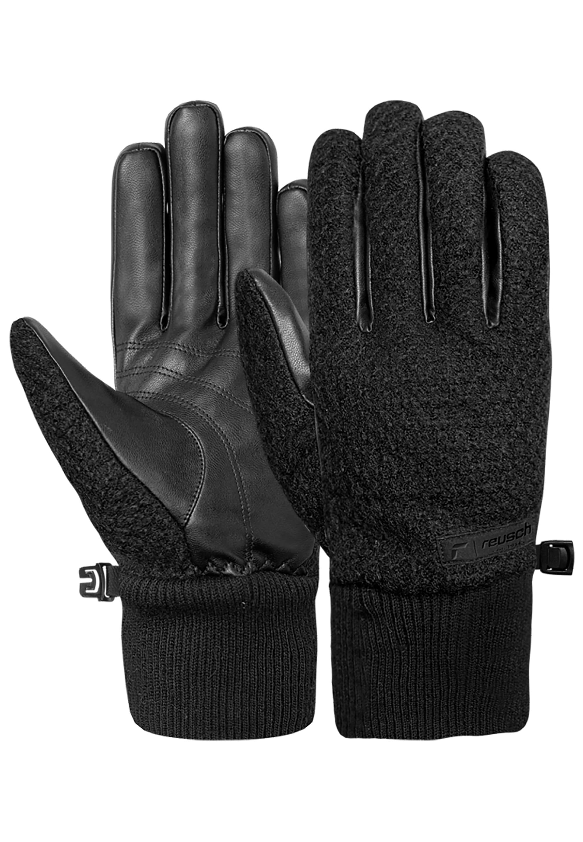 Skihandschuhe REUSCH "Kalmar TOUCH-TEC", Damen, Gr. 9, schwarz, 51% Polyester, 23% Wolle, 20% Polyurethan, 6% Polyacryl, unifarben, Handschuhe, mit winddichter, atmungsaktiver Funktion