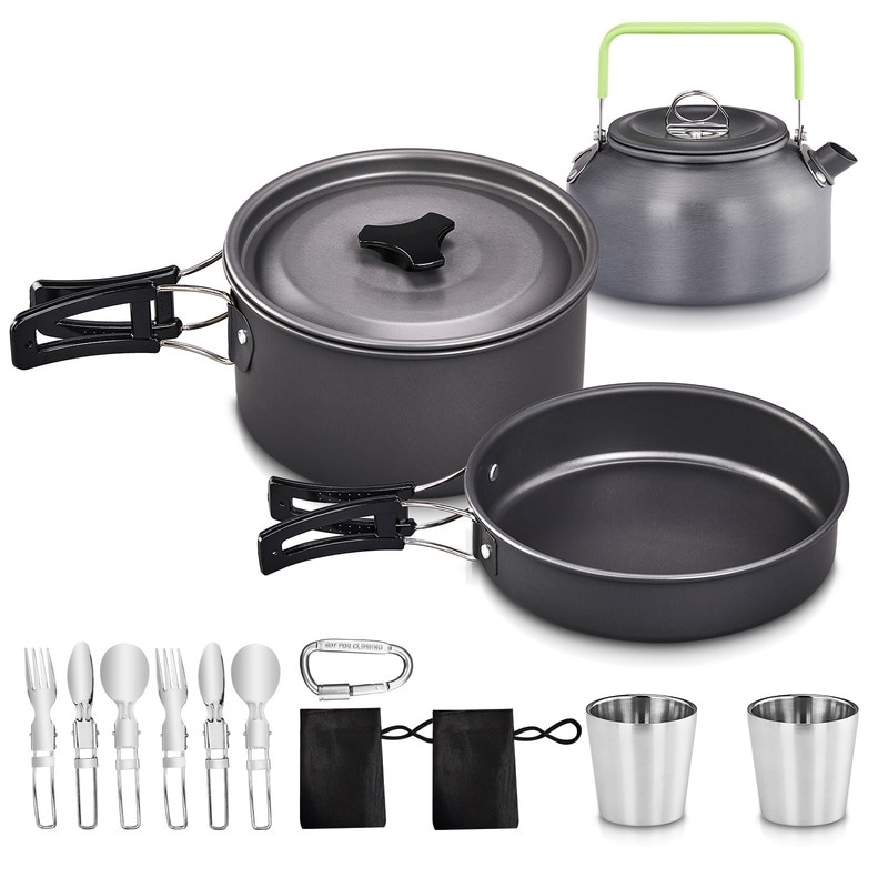 Camping Cookware Set Outdoor Cooking Kit Double Cookware - 10 Pcs