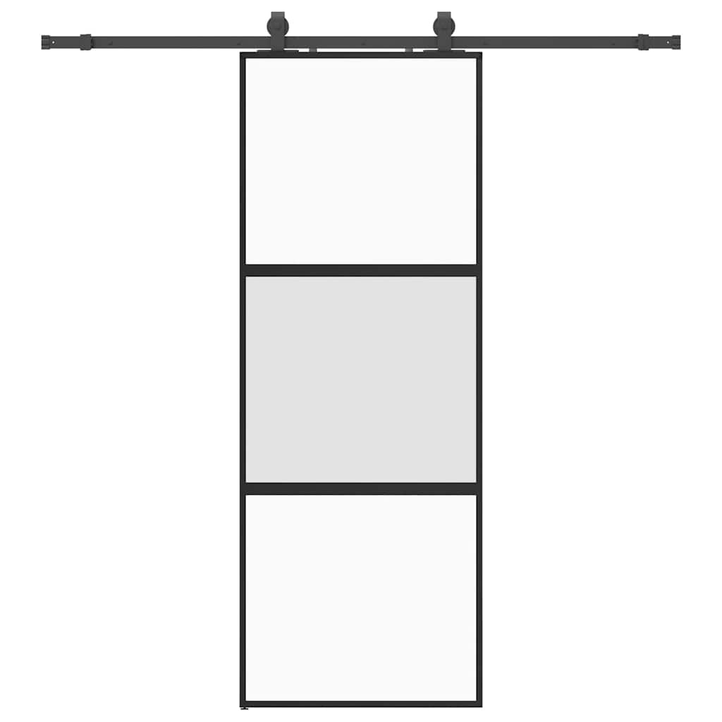 vidaXL Schiebetür mit Beschlag Schwarz 76x205 cm Hartglas Image