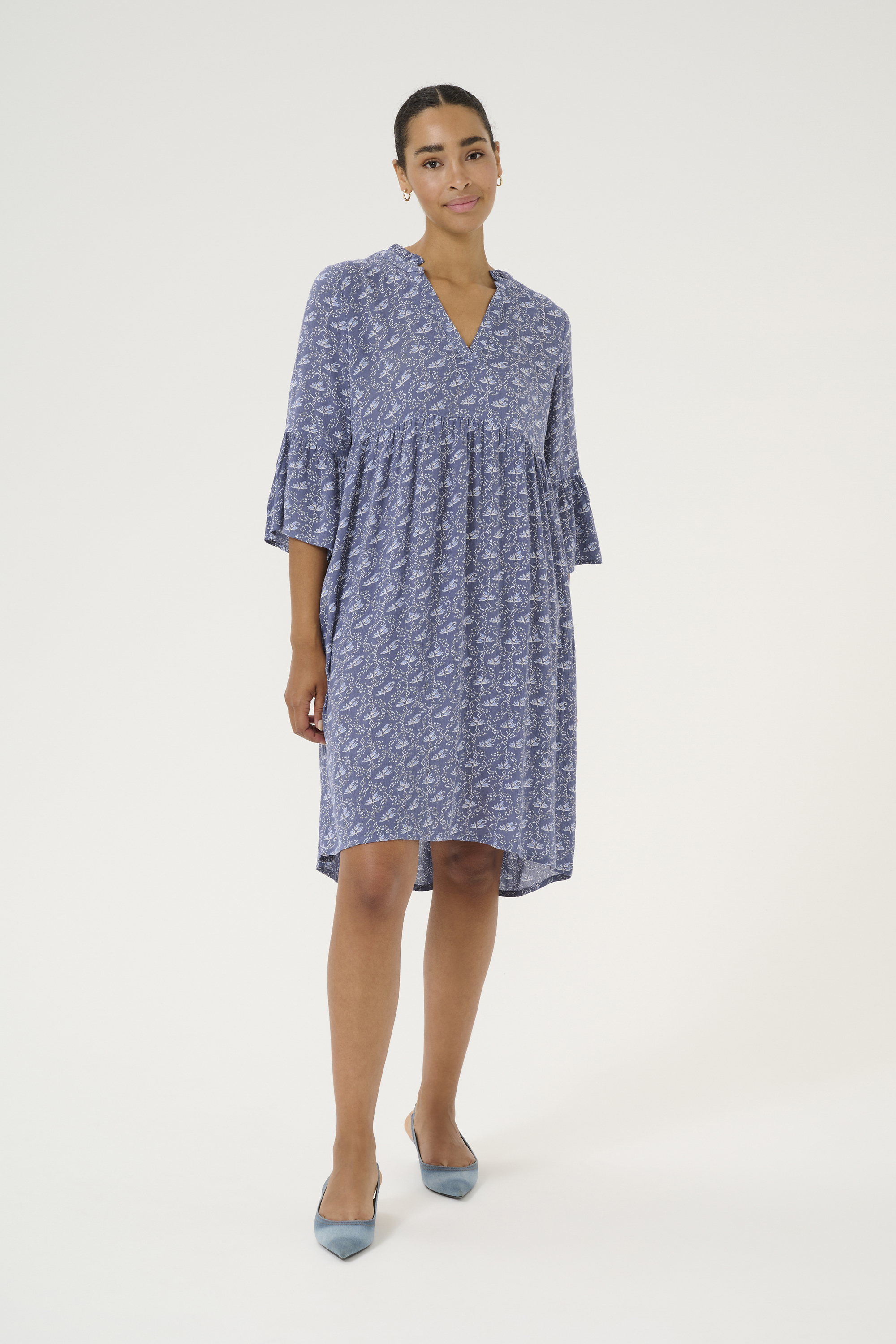 Kleid A-shape blue white EU 34 / UK 6