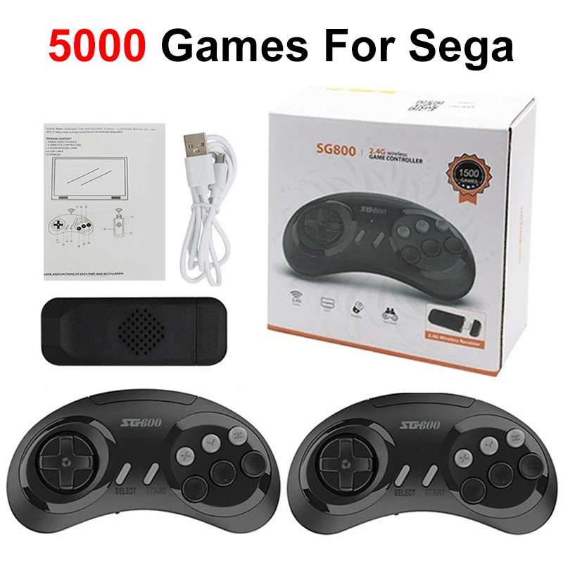 SG800 Console de jeu rétro HD TV jeu vidéo bâton 16 bits pour Sega Genesis intégré 4000 jeux classiques avec contrôleurs manette de jeu