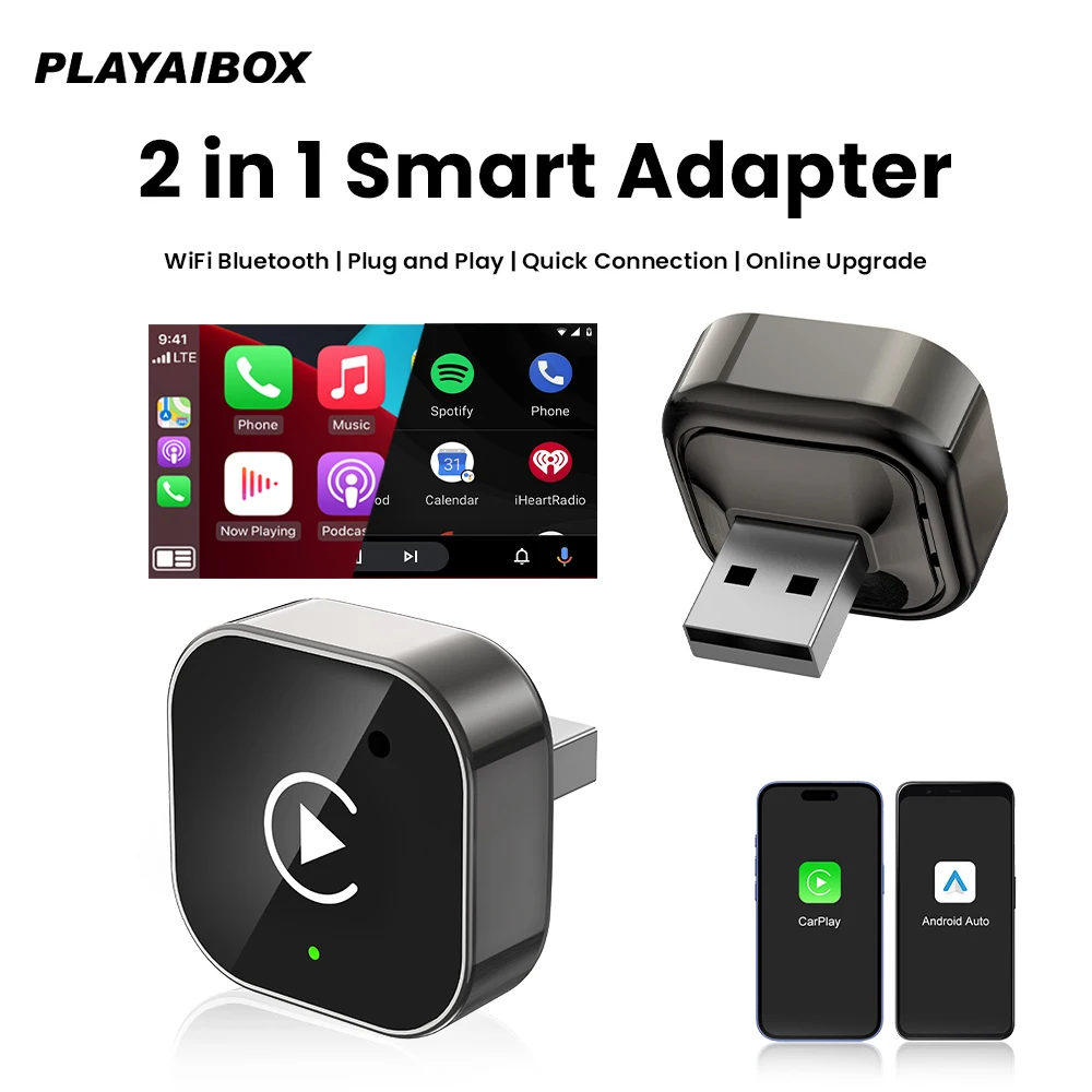 2025 NEUE Drahtlose Carplay Adapter Android Auto 2 in 1 Smart Dongle WIFI Für iphone Android Telefon Für Volvo Benz Mg kia Chery VW Image