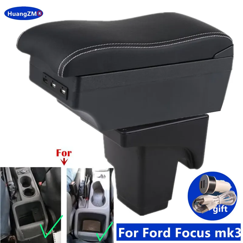 Für Ford Focus 3 Mk3 Auto Armlehne Box 2011 2012 2013 2014 2015 2016 2017 2018 2019 2020 Zentrum Lagerung box Auto Zubehör Image