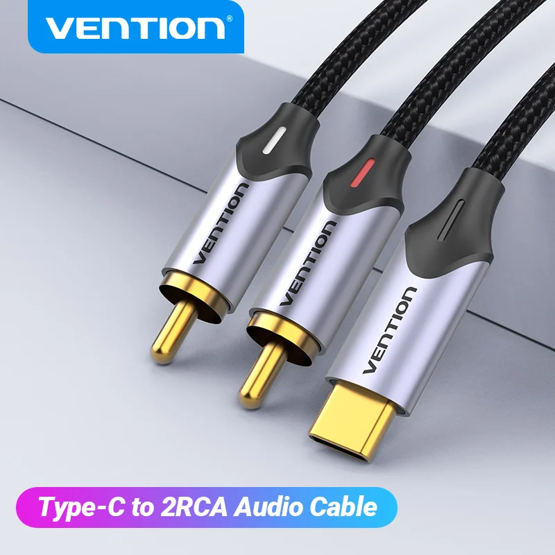 Vention USB C auf RCA-Audiokabel Typ C auf 2 RCA-Kabel für Lautsprecherverstärker Huawei Xiaomi Laptop 1 m 2 m 3 m USB C-Splitter RCA Y Image