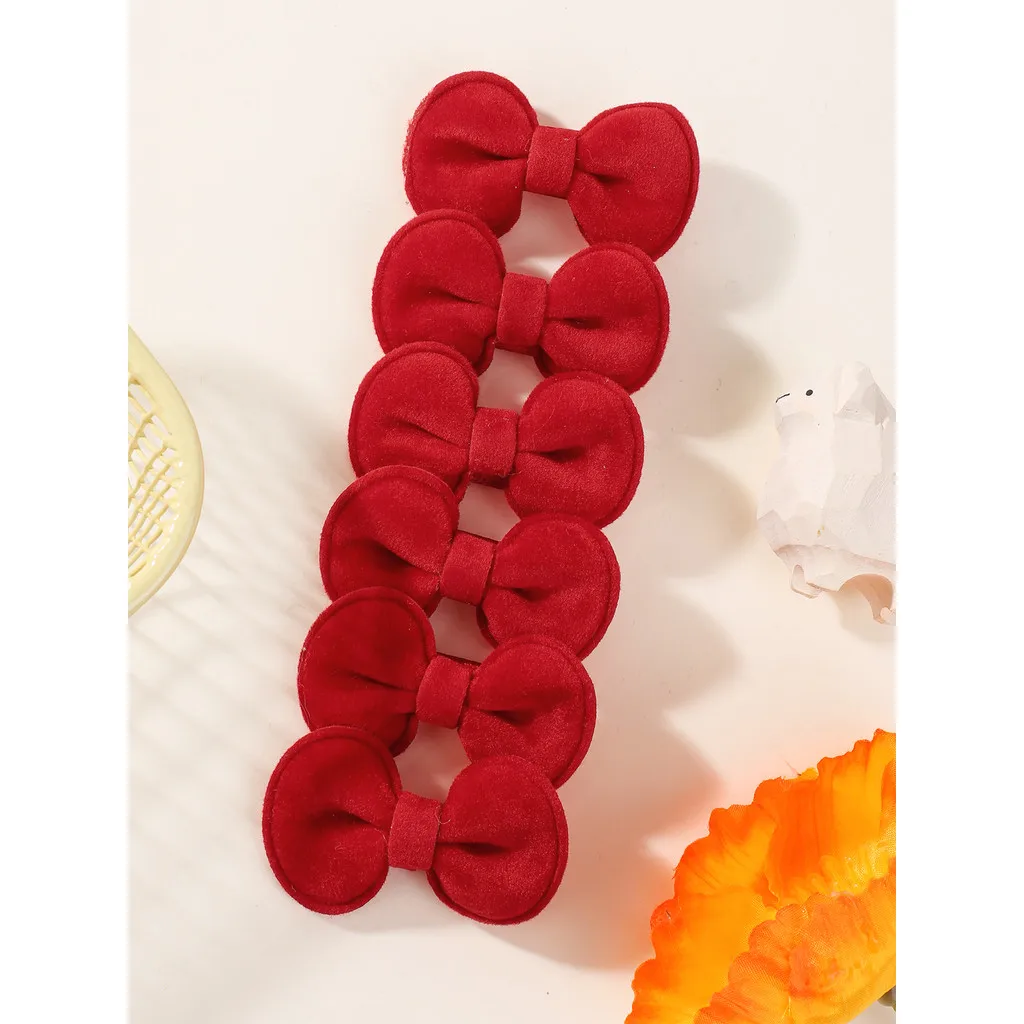 6 teile/satz zufällige farbe Süße Rote Schleife Haar Clip für Mädchen Kinder Weihnachten Boutique Haarspange Kopfbedeckung Haar Zubehör Image