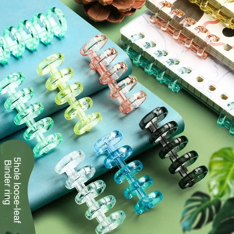 10PCS 5 fori Raccoglitore a fogli mobili Anello Notebook Primavera Anelli a spirale Raccoglitore Striscia Fibbia Clip Vincolante Clip Materiale scolastico di cancelleria