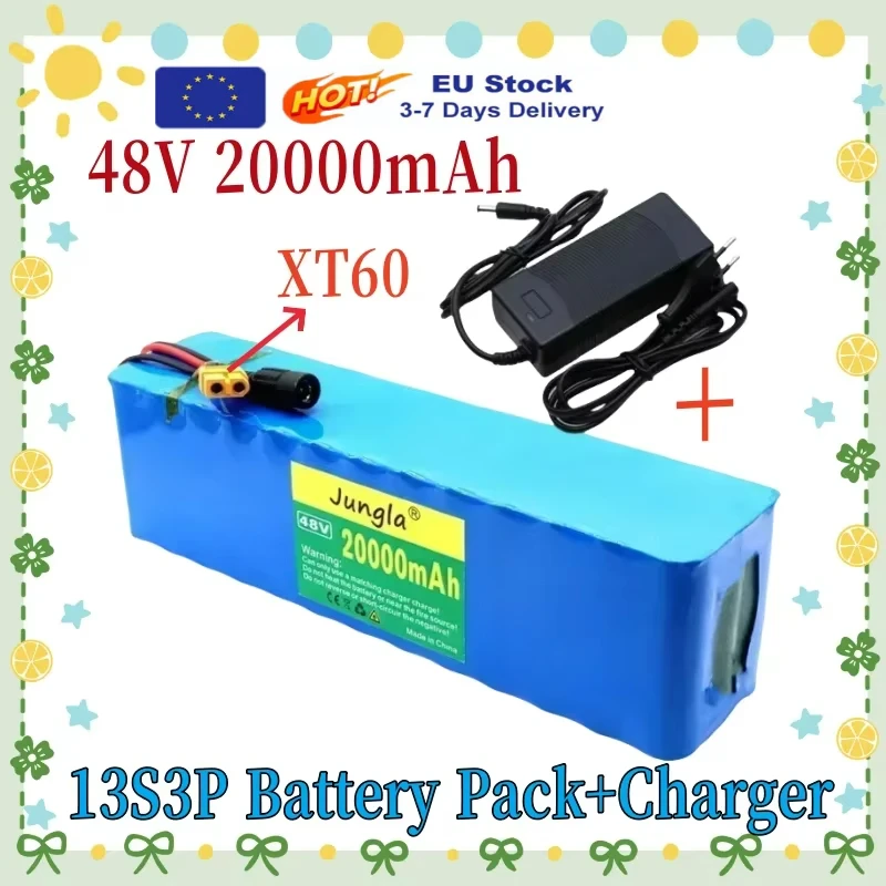 Neue Original 48v 20Ah 2000w 13S3P 20000mah Lithium-Ionen-Batterie 54,6v Lithium-Ionen-Batterie Elektroroller mit BMS + Ladegerät Image