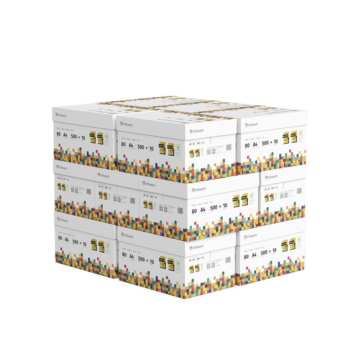 Infowerk Druckerpapier Kopierpapier 75000 Blatt DIN A4 80 g Premium Hochweiß CIE 160 Testsieger PEFC zertifiziert Image