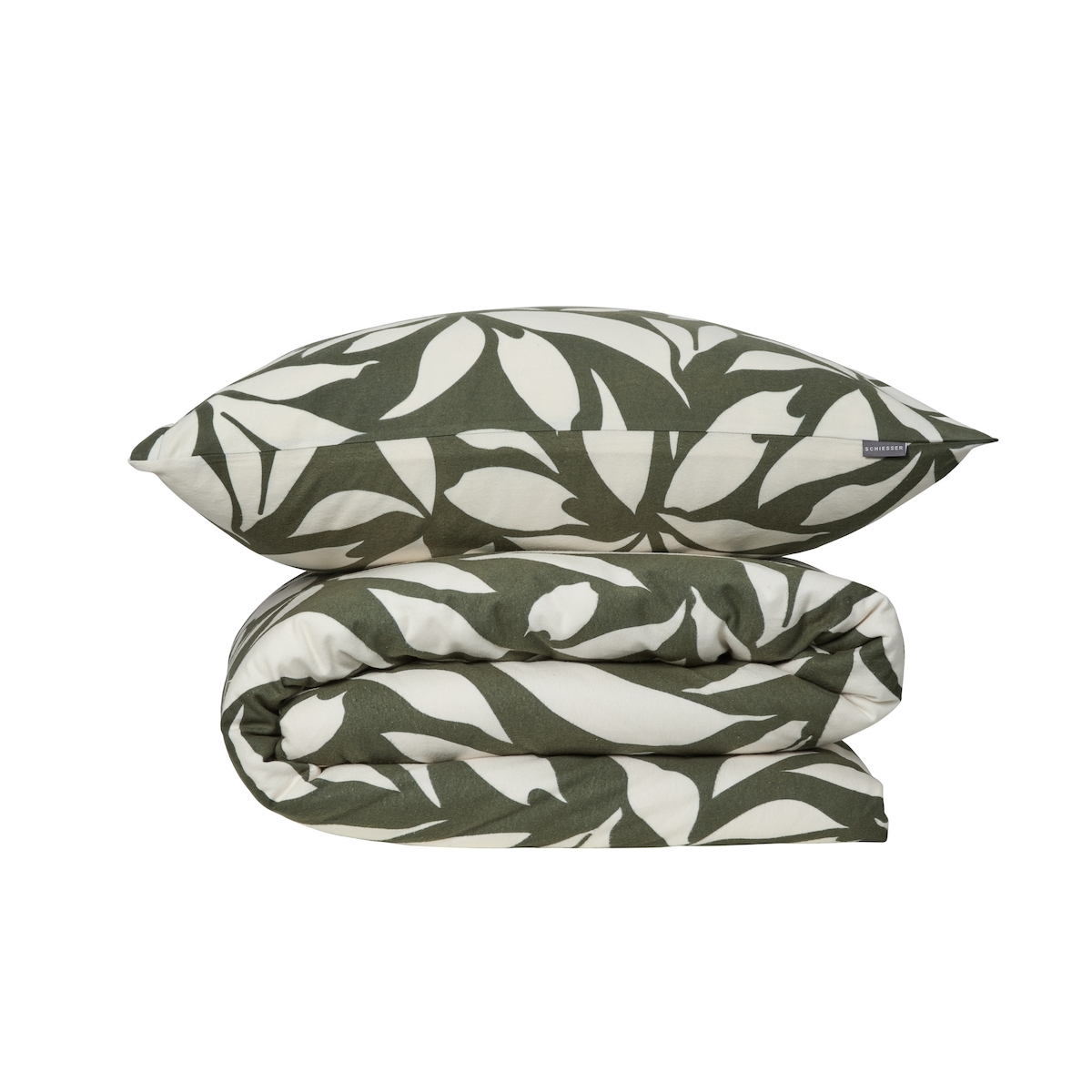 Schiesser Bettwäscheset Leaf - Feinbiber - 2-teilig - 135 x 200 cm - Grün Image