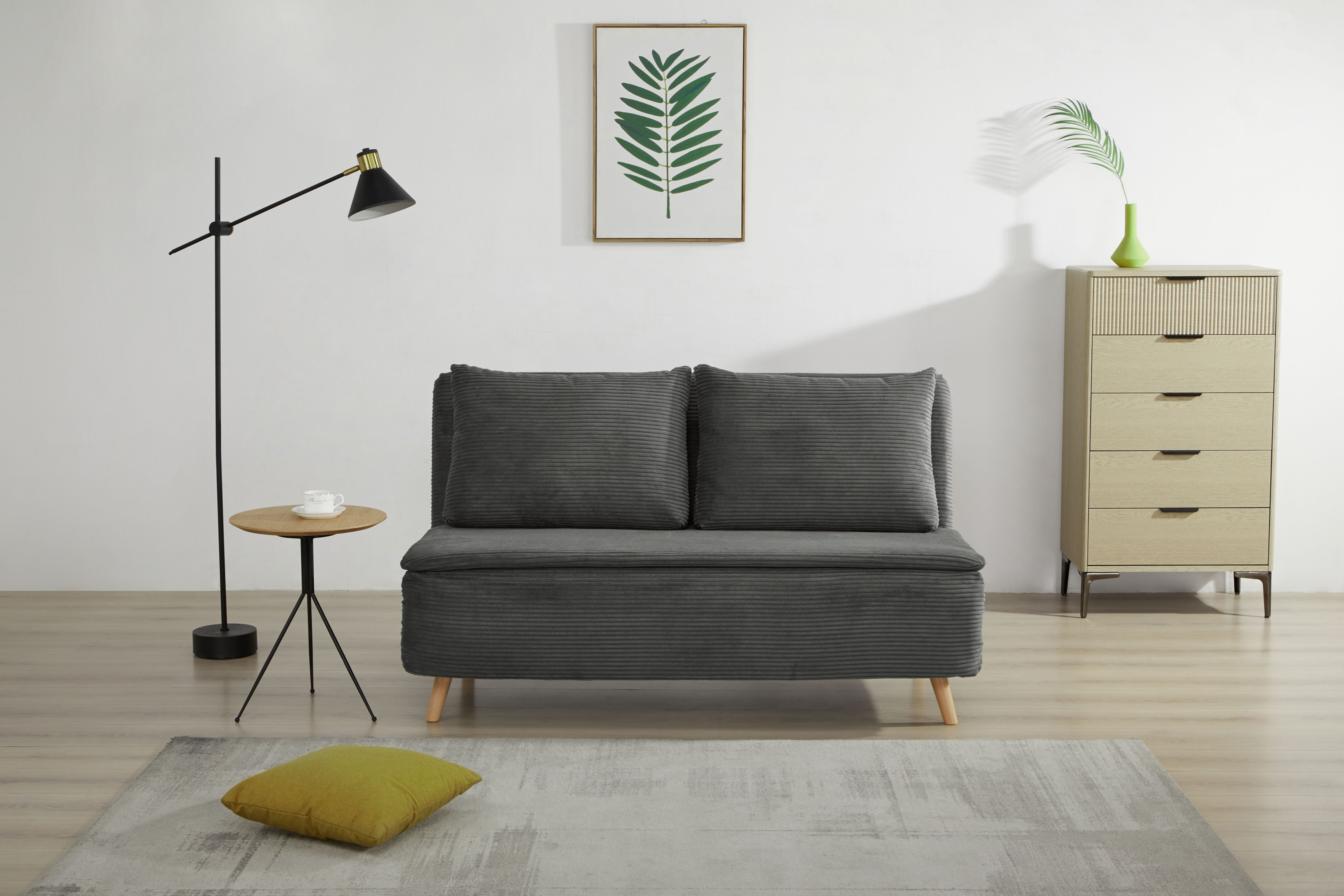 2-Sitzer OTTO HOME "AINSLEY 140 cm - verstellbare Rückenlehne", anthrait, B:145cm T:85cm, 100% Polyester, Sofas, wandelbar zum Gästebett, Relaxsofa, Webstoff u. Cord-Bezug