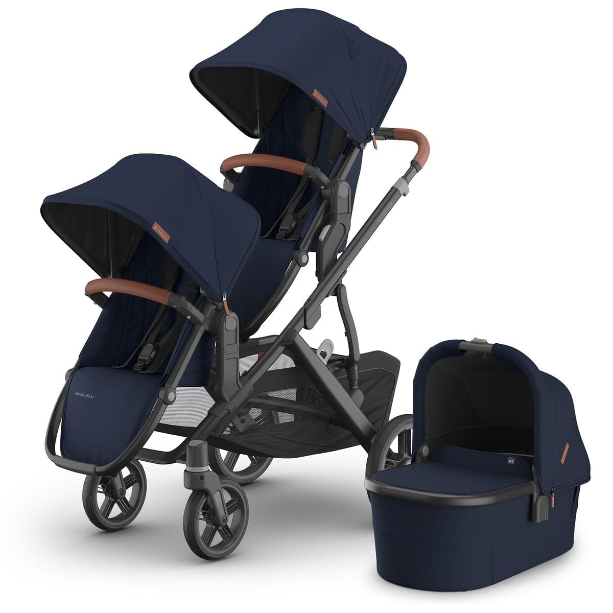 UPPAbaby Vista V3 Double Stroller with RumbleSeat V3 + Bassinet Bundle - Noa