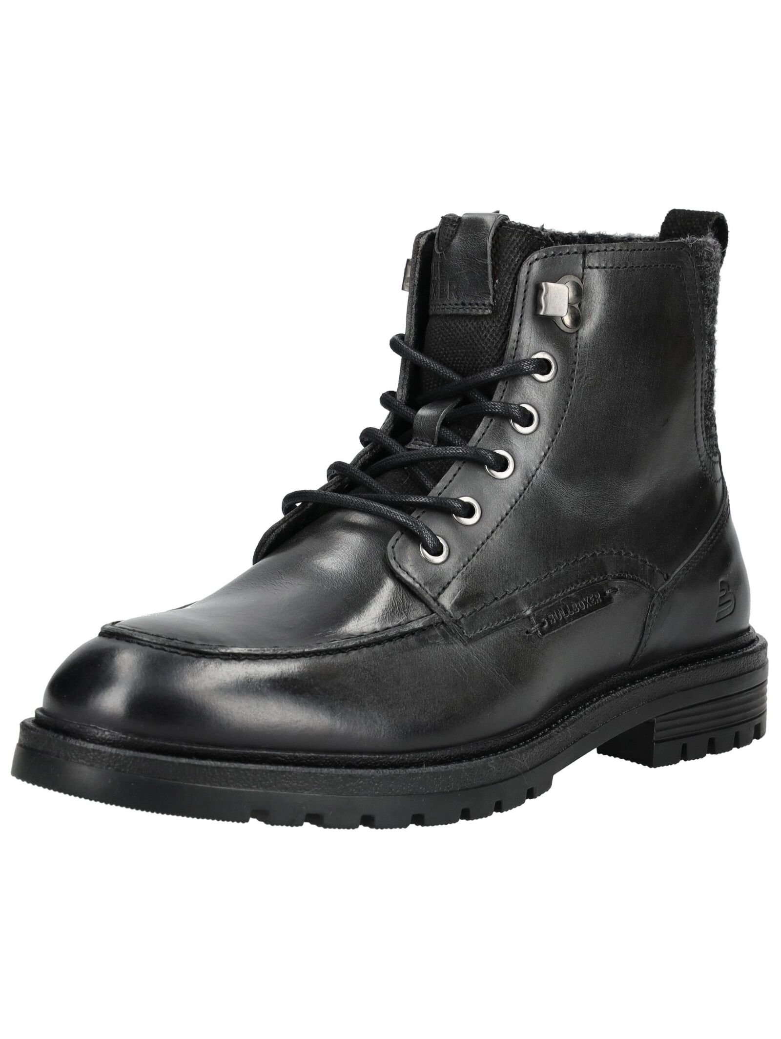 Schnürstiefelette BULLBOXER "Bullboxer Stiefelette Glattleder", Damen, Gr. 45, schwarz, Glattleder, Schuhe Schnürstiefelette