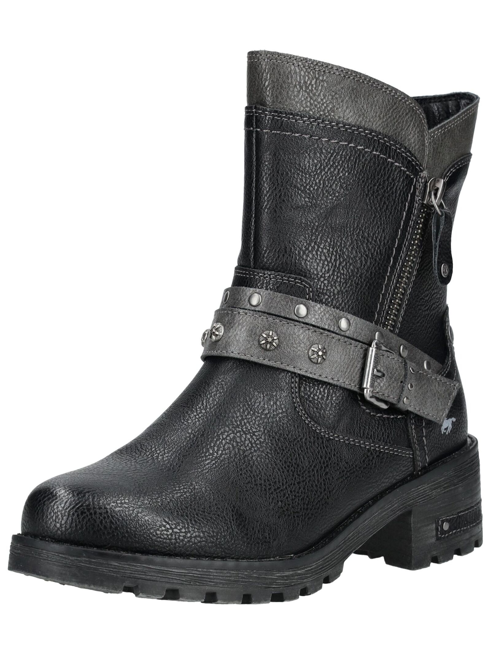 Bikerboots MUSTANG SHOES "Mustang Shoes Stiefelette Lederimitat", Damen, Gr. 36, schwarz, Lederimitat, Schuhe Bikerboots