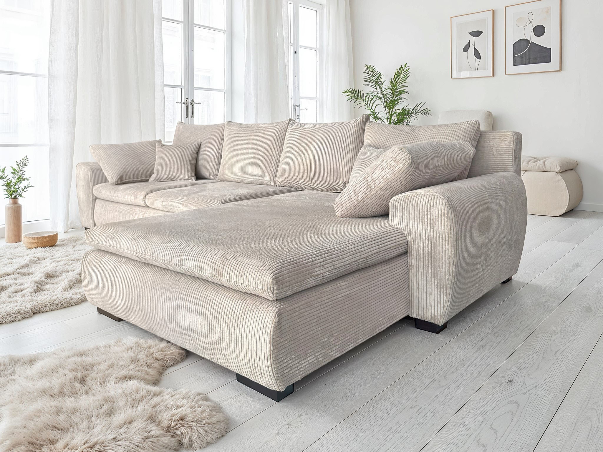 Ecksofa HOME AFFAIRE "Cara Mia L-Form, B: 325 cm - OTTO. Verlässliche Qualität.", beige, B:325cm H:87cm T:183cm, Luxus-Microfaser Vintageoptik (100% Polyester);Microfaser Antiklederoptik (100% Polyester), Sofas, Ecksofa, mit 4 Zierkissen, optional...