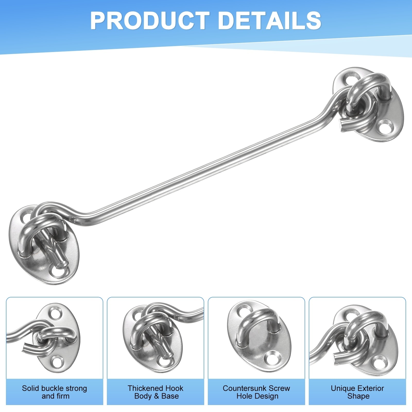 Hook and Eye Latch for Door Steel Barn Door Lock Hook and Eye Gate Latch for Gate/Shutters/Window