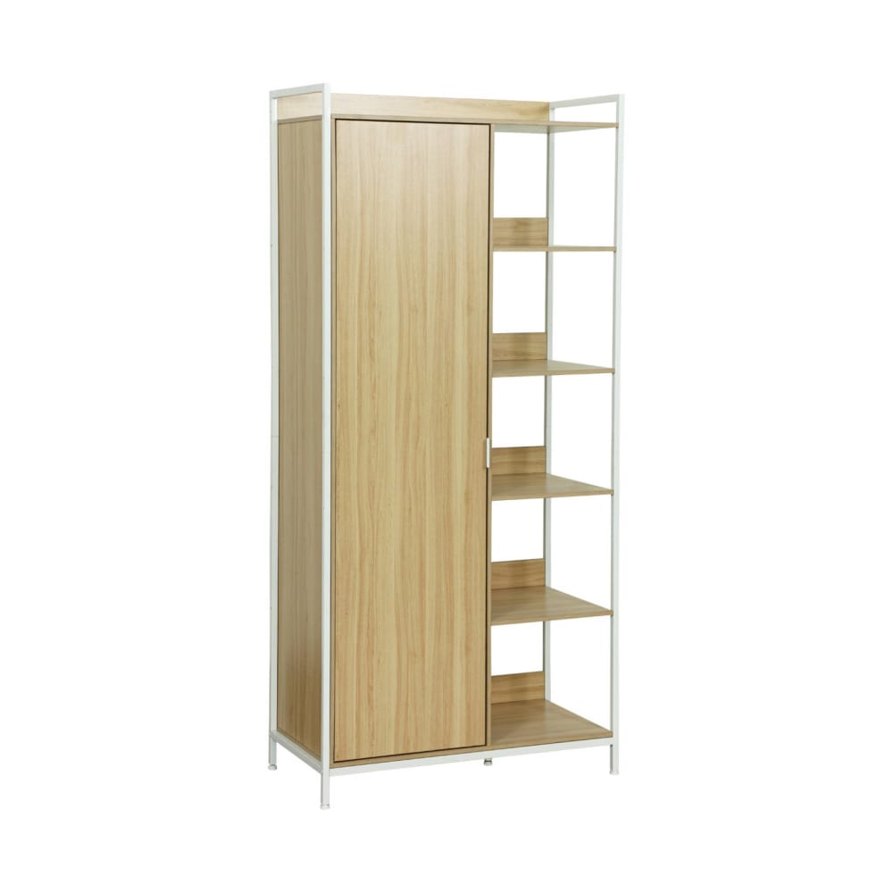 Armadio con 1 armadio, 6 ripiani e 1 anta, bianco