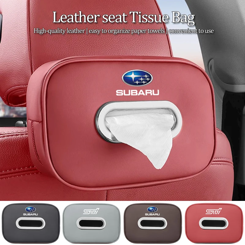 Auto Sitz Zurück Leder Papier Handtuch Tissue Box Auto Zubehör Für Subaru STI Forester BRZ Smart Legacy Levorg WRX Ascent Tribeca Image