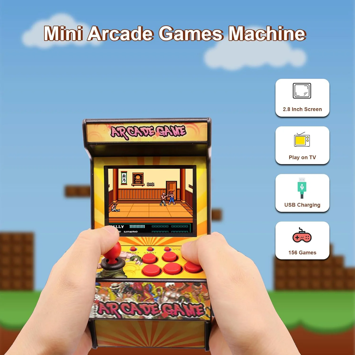 Mini Console de jeu portable 2.8 pouces, 16 bits, 156 jeux classiques intégrés, Machine d'arcade, Console de jeu vidéo pour sortie AV Sega