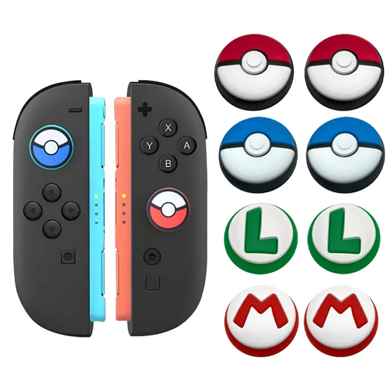 Mario Poke Ball Cartoon-Joystick-Griffe für Nintend Switch 2 JoyCon Controller, Daumen-Sticks, Kappe, Joystick-Kappe, Schutzhülle Image