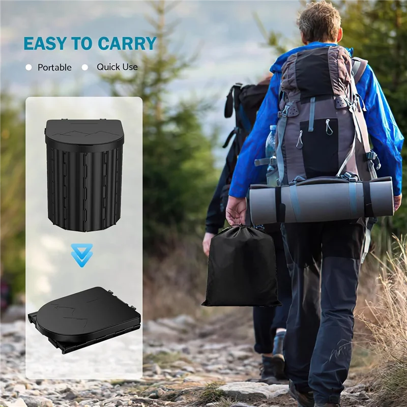 Tragbare Toilette, zusammenklappbare Toilette mit abnehmbarem Papierhalter, Campingtoilette für drinnen, draußen-B60B