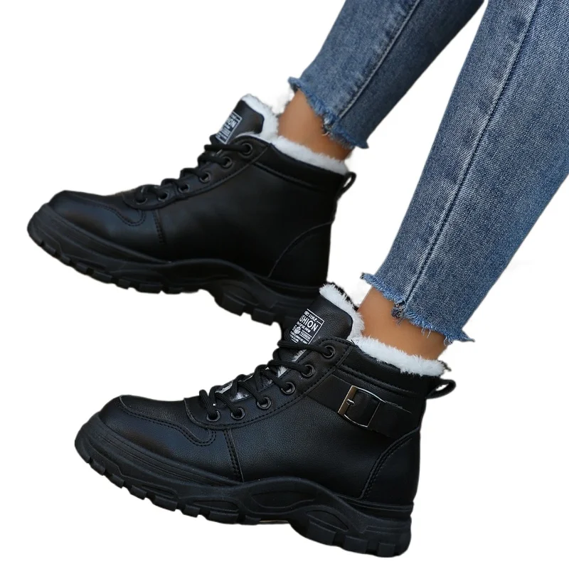 2026 Winter Warme Sport Stiefel frauen Kurze Plüsch Stiefeletten Mode Vielseitige Plattform Dame Schuhe Leichte Turnschuhe Botas 43