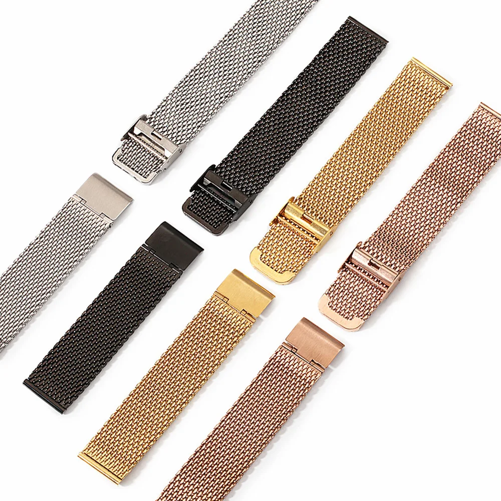 18mm 20mm 22mm 24mm Hochwertiger Edelstahl Milanese Mesh Uhrenarmband Armbanduhrenarmbänder Uhrenarmband Zubehör mit Werkzeug Image