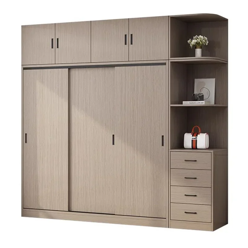 Hochwertiger, moderner europäischer Kleiderschrank mit Schubladen, multifunktionaler Kleiderschrank aus Holz, Schlafzimmer-Organizer