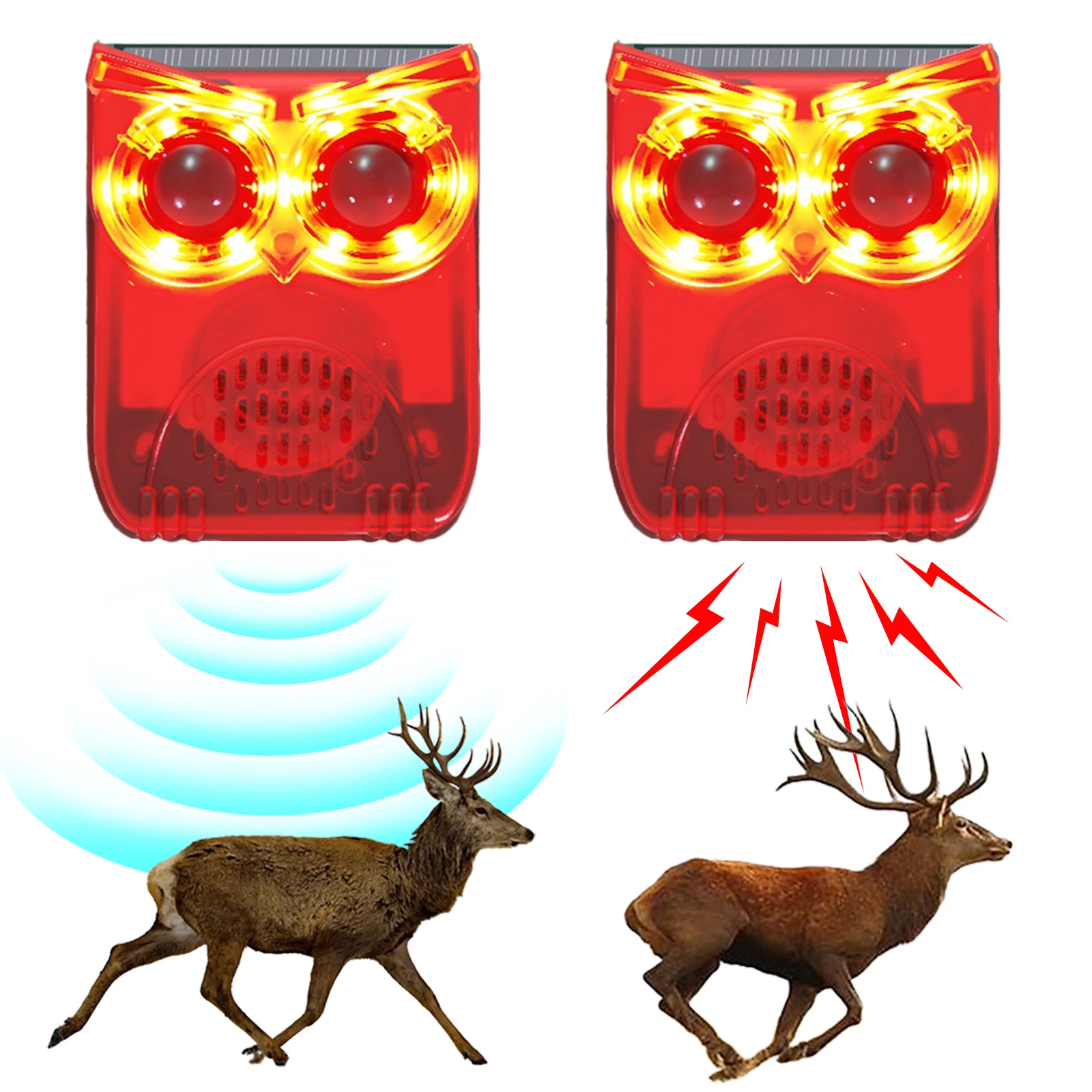 Solar-Außen-Bewegungsmelder-Alarm, wasserdichter Tiervertreiber, blaffender Hund und körperlicher Klang, lauter Geräuschhersteller für Hof, Bauernhof, Garten