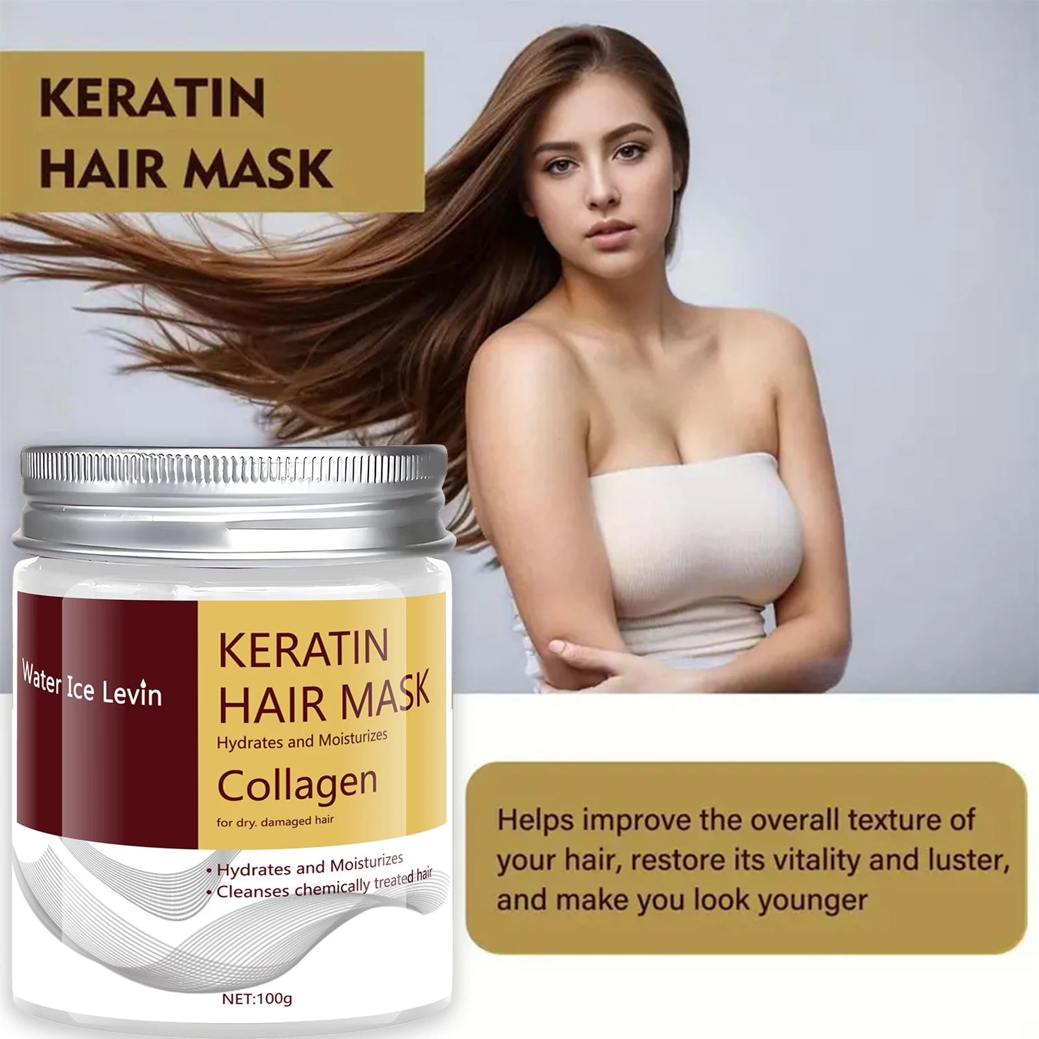 Keratin Hair Mask for Damaged Hair with Keratin and Coconut Oil, Argan Oil Hair Mask for All Hair Types