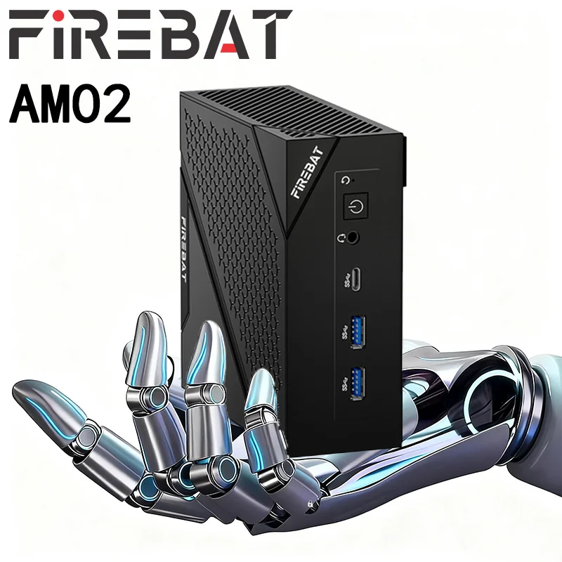 FIREBAT AM02 Mini PC AMD Ryzen 5 6600H Processor DDR5 16GB RAM 512GB SSD WiFi6 BT5.2 Portable Desktop with Network Port HDMI