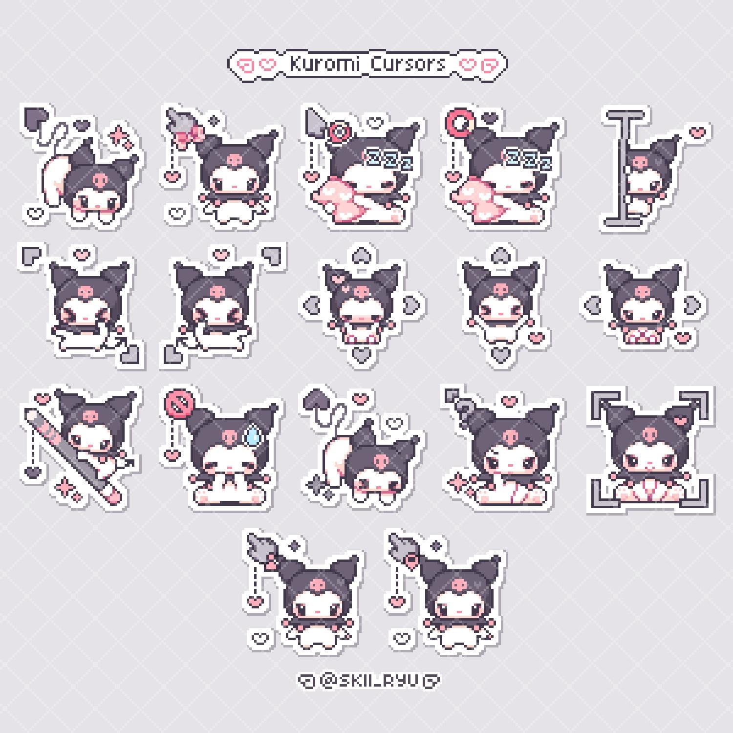 Cursori Goth Bunny | Solo Windows | Cursori animati personalizzati a forma di gattino | Cursori pixel | Cursori del mouse | Pixel art | Arte a 8 bit |