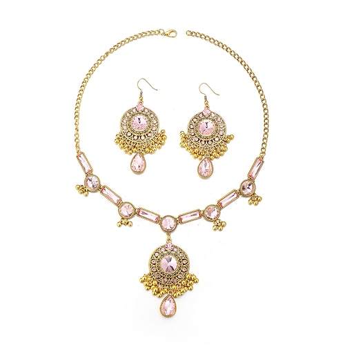 Traditionelles indisches Halsketten- und Ohrringset mit farbenfrohen Edelsteinen und Perlen – Braut- und Festtagsschmuck Image