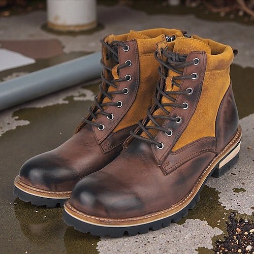 Arbeitsstiefel aus echtem Leder für Herren – robuste Verarbeitung, hochwertiges Leder, geeignet für harte Arbeit und abenteuerliche Reisen Image