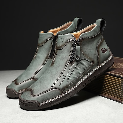 Hochwertige Herren-Wanderstiefel aus Kunstleder – strapazierfähige Schuhe mit Reißverschluss für Outdoor-Abenteuer und Freizeit. Image