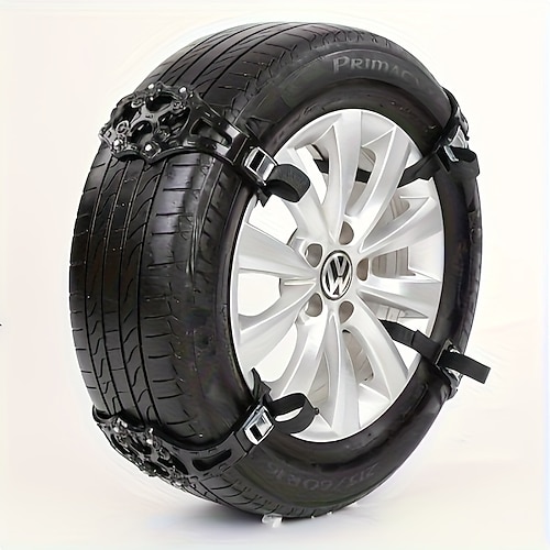 4er- oder 8er-Set Schneeketten für PKW/SUV/LKW, mit dickem Antirutschgürtel, tragbar, einfach zu montieren, für Notfälle Image