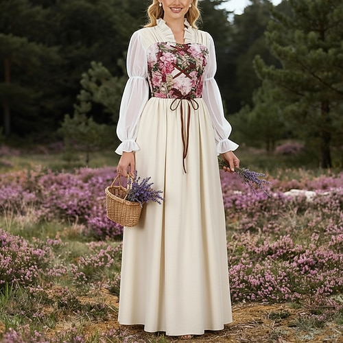 Retro Vintage Mittelalterlich Renaissance Kleid Zubehörset Wikinger Elfen Kostüm Damen Halloween Karneval Maskerade LARP Erwachsene Kleid Weitere Accessoires Ohrringe Image