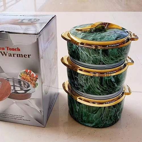 Wärmeset mit Touch-Funktion, 3-teiliges Thermo-Auflaufform-Set mit Deckeln, isolierter Edelstahlbehälter für warme/kalte Speisen, antihaftbeschichtetes Kochgeschirr, moderne ABS-Außenhülle Image