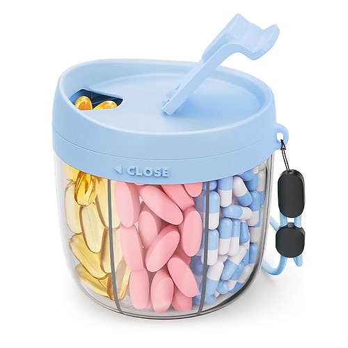 Niedlicher Pillenspender mit 7 großen Fächern, tragbarer Pillenflaschen-Organizer mit großer Öffnung für einfache Anwendung, Pillen-Organizer gegen Vermischung für Reisen, BPA-freier Pillenbehälter Image