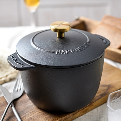 16 cm Gusseisen Dutch Oven - Schwarze Reis-Auflaufform Eintopf-Topf - Vielseitiges Kochgeschirr zum Backen Eintopfen (1,5 Quart) Weihnachtsgeschenk Image