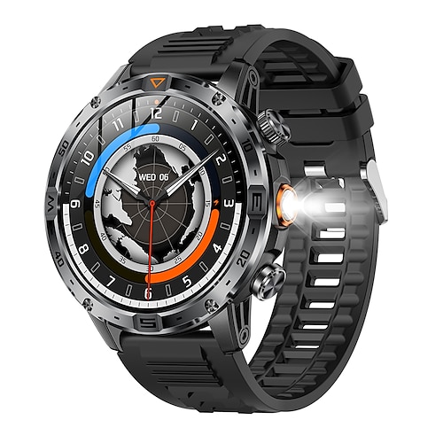 Robuste Herren-Smartwatch für den militärischen Outdoor-Einsatz mit LED-Taschenlampe, 1000-mAh-Akku, 100 Tage Standby-Zeit, 1,7-Zoll-AMOLED-Display und GPS-Tracking-Funktion. Image