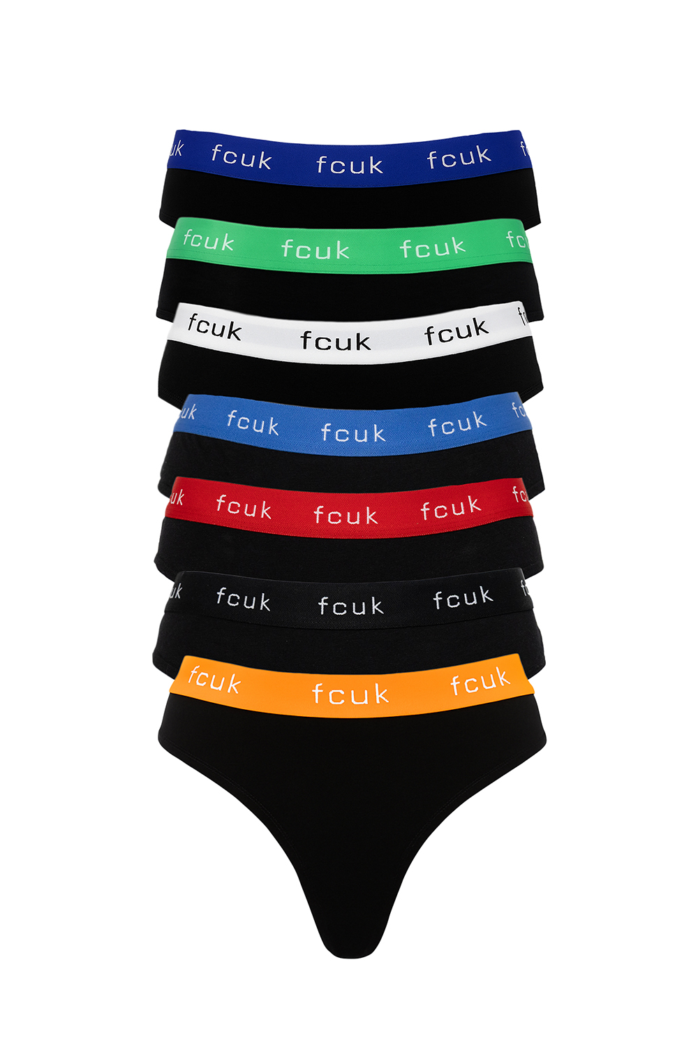 French Connection Womens 7 Pack Cotton Fcuk Ladies Thongs - Red - Size Large | French Connection Sale | Discount Designer Brands