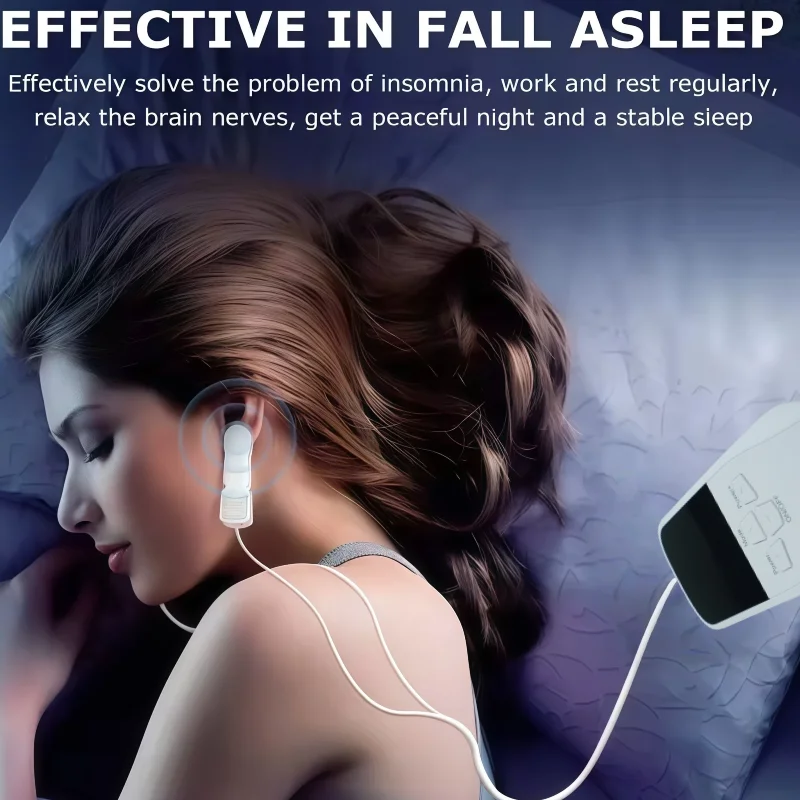 Professionelles Vagus-Nerv-Stimulatorgerät mit Ohrclip zur Linderung von Angstzuständen und zur Behandlung von Stress und Depressionen. tVNS-Therapie Image