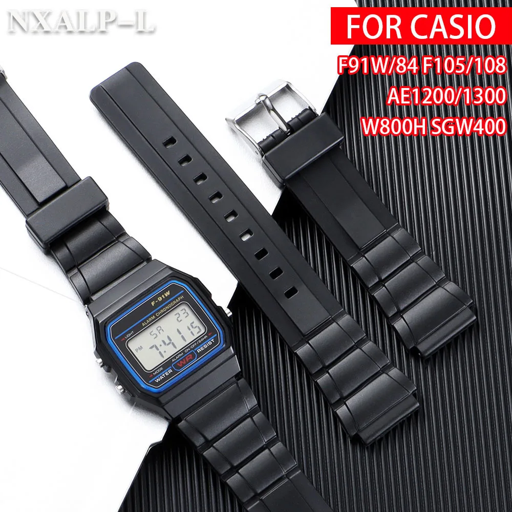 Weiches PVC-Kunststoffarmband 18 mm für Casio F-91W Silikon-Uhrenarmband für AQ230 F84 F108 A168 AE1200 SGW400 Armband 20 mm Ersatz Image