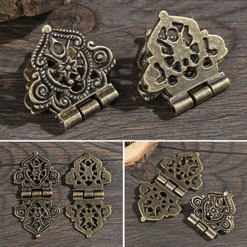 10 Stück Vintage-Legierung hohle Blumenscharniere 24 x 54 mm Möbelbeschläge DIY Box Metallscharniere verdecktes Scharnier